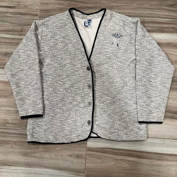 Art Unlimited Sportswear Sweaters - Art-unlimited Vintage Women's Grey and Cream Cardigan